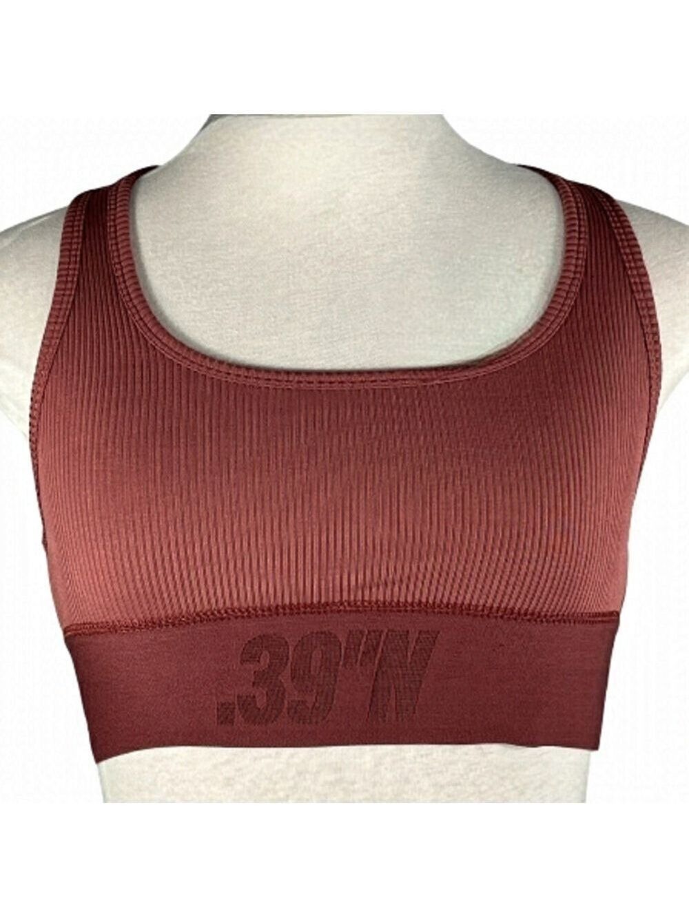 Topshop sports bra crop pullover 39N Racerback Wide Band Rib burgundy size 0-2